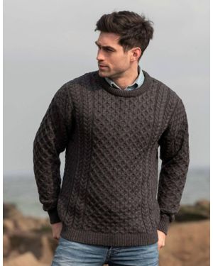 Aran Woollen Mills Damson Merino Crewneck Sweater - Gray