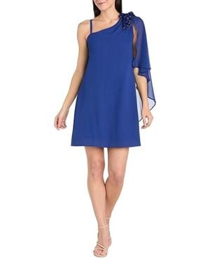 R & M Richards One Shoulder Short Evening Dress - Blue