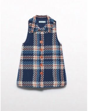 Abel & Lula Girl's Check Pinafore Dress - Blue
