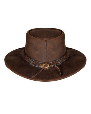 Infinity Leather Cowboy Outback Real Leather Aussie Bush Hat - Brown