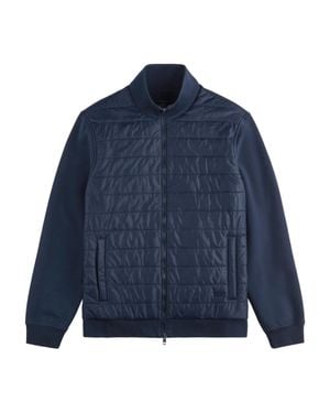 Fay Quilted Front Panel Smooth Fabric Jacket - Blue