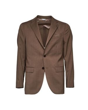Boglioli Single-Breasted Suit Jacket With Flap Pockets - Brown