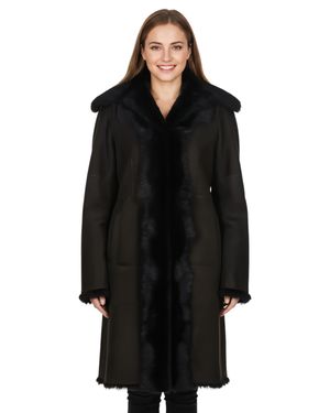 Infinity Leather Toscana Sheep Suede Leather Trench Coat- Celeste - Black