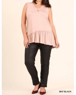 Umgee Metallic Slim Straight Leg Plus Jegging - Pink