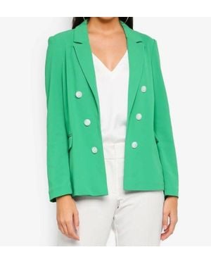 TOPSHOP Bonded Double Breasted Open Front Jacket - Green