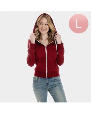 TRUEDAMES Burgundy Zip Up Hoodies Sweater - Red