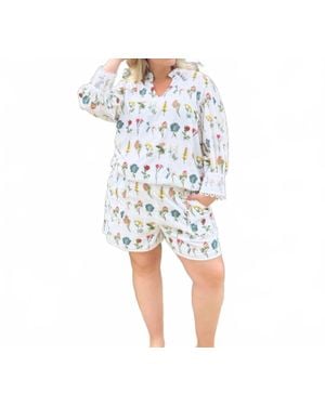Emily Lovelock Nova Broderie Anglaise Shorts - Blue