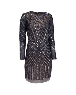 Adrianna Papell Long-Sleeve Beaded Cocktail Dress - Black