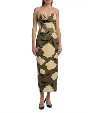 Lela Rose Draped Bust Sheath Dress - Metallic