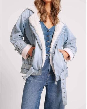 One Teaspoon Salty Dog Denim Aviator Jacket - Blue