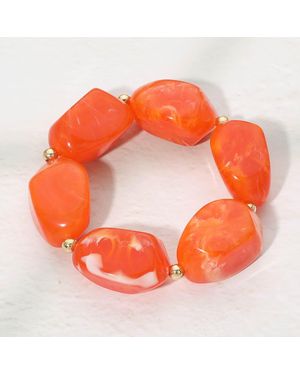 Fashnzfab Chunky Resin Pebble Beaded Bracelet - Orange