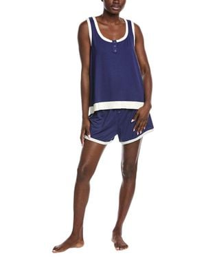 Badgley Mischka 2Pc Yummy Henley Shirt & Short Set - Blue