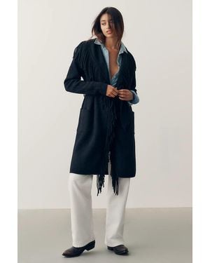 NVLT Eyelash Wrap Coatigan Sweater - Blue