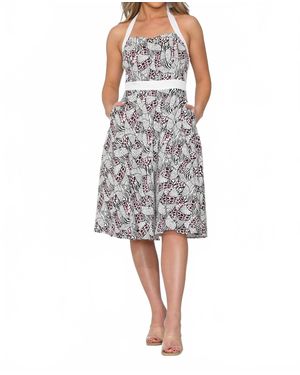 Orchid Bloom Zebra Leopard Halter Dress - Gray