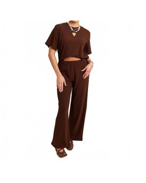 Things Between Ribbed Fleece Set - Brown