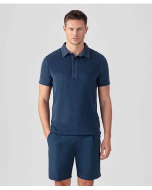 Ron Dorff Cotton Terry Polo With Piqué Collar - Blue