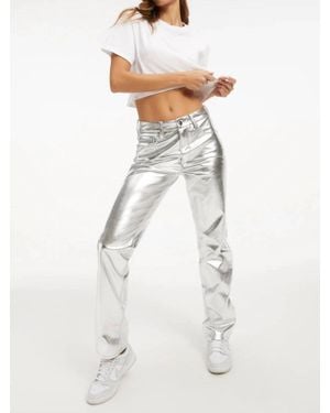GOOD AMERICAN Good Icon Metallic Faux Leather Pants - White