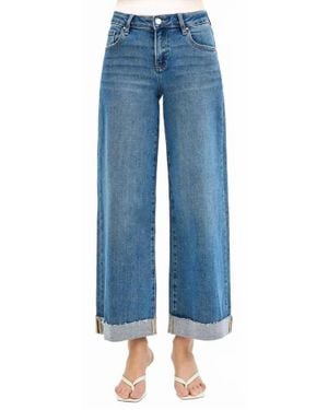Risen Low Rise Ankle Cuffed Jeans - Blue