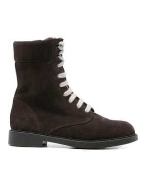 Doucal's Lace-Up Suede Ankle Boots - Black