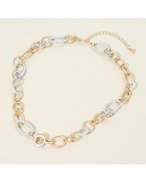 Fashnzfab Chunky Mixed Link Chain Necklace - Metallic