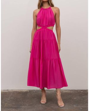 Moon River Cutout Tiered Maxi Dress - Pink