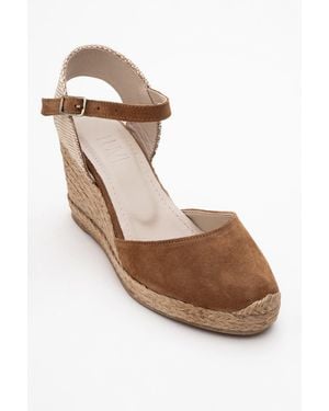 Forever & Always Shoes Sinta Suede Leather Platform Espadrille - Brown