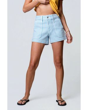 Just Black Denim Striped Utility Short - Blue