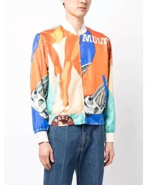 Bally Silk Graphic-Print Bomber Jacket - Blue
