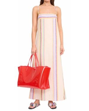 STAUD Laura Linen Midi Dress - Red