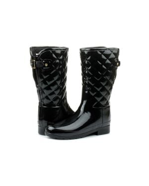 HUNTER Refined Gloss Quilt Short S1029Rgl Rain Boots Zpo3372 - Black