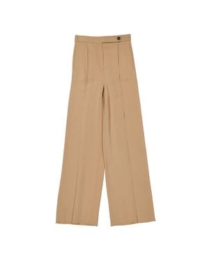 Ferragamo Viscose Cady Tailored Pants, Brand Size 36 Us - Natural