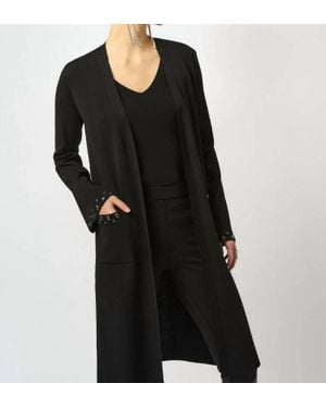 Joseph Ribkoff Sweater Knit Open-Front Cover Up - Black