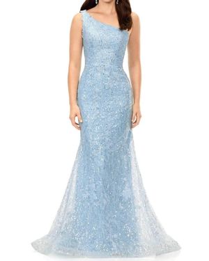 Ashley Lauren One Shoulder Trumpet Gown - Blue