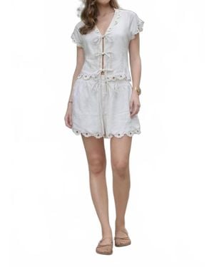 Moon River Elastic Waist Scallop Short - Gray