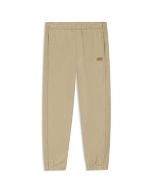 HUGO Cotton-Terry Sweatpants With Logo Badge - Natural