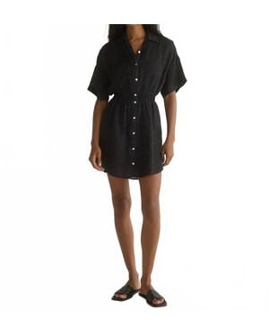 Bella Dahl Smocked Short Sleeve Dress - Black