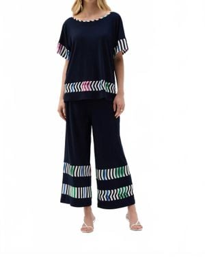 Joseph Ribkoff Striped Short Sleeve Boxy Top - Blue