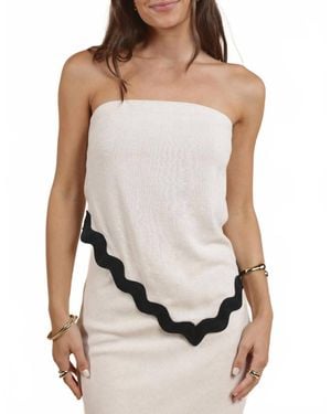 Sadie & Sage Strapless Ric Rac Trim Top - White