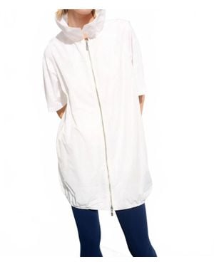 Joseph Ribkoff Shirred Collar Zip Up Cocoon Vest - White