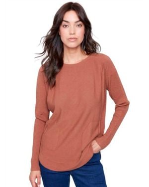 Charlie b Plushy Knit Crew Neck Sweater - Red