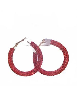 MYS Wholesale Crystal Bedazzled Hoop Earrings - Pink