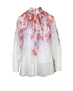 Zimmermann Chiffon Blouse With Puff Sleeves And Jewel Buttons - White
