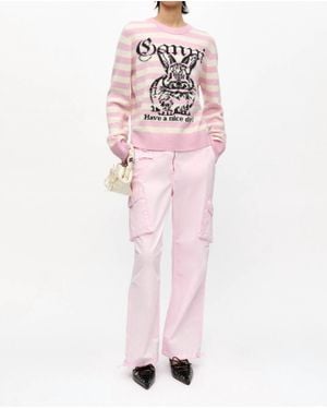 Ganni Twill Pants With Cargo Pockets - Pink