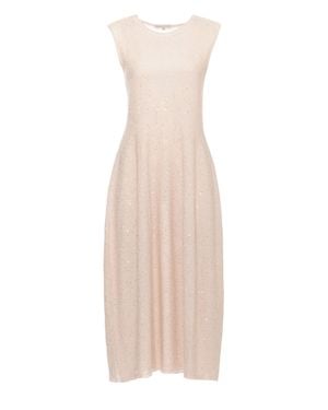 Antonelli Midi Dress With Sequined Embellishments And Relaxed Silhouette - Natural