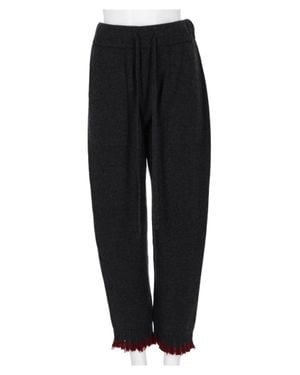 Uma Wang Charcoal Pants With Drawstring Waist And Frayed Edge Detail - Black