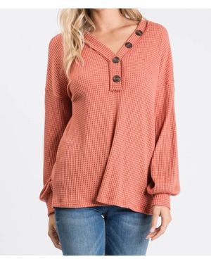 Hailey & Co Long Sleeve Waffle Top - Orange