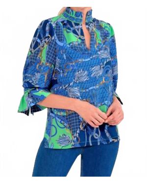 Gretchen Scott Ditto Ruffleneck Top - Blue