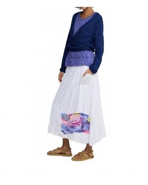 Luukaa Zilia Printed Crinkled Skirt With Abstracted Flair - Blue