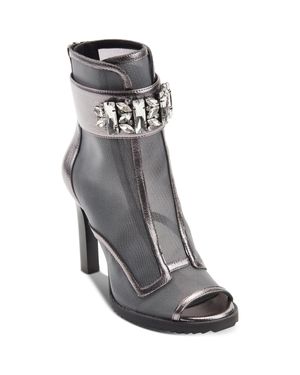 Karl Lagerfeld Blayze Peep-Toe Ankle Pumps - Gray