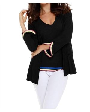 French Kyss Tara Striped Cardigan - Black